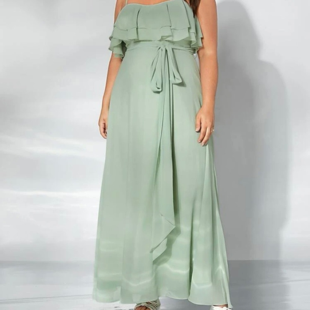 Plus size ruffle trim bridesmaids dress